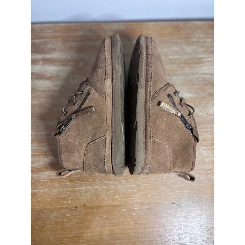 UGG Neumel Zip Suede Chukka Boots Brown Toggle Lace Side Zip Mens 1112481